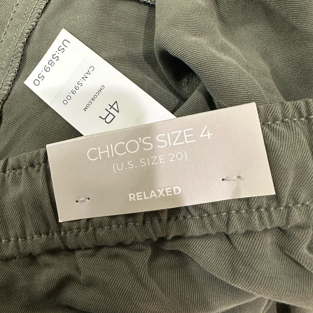 NWT Chico’s Pull-On Ankle Drawstring Pants Olive Green Size 20 (Chico’s size 4) - Picture 2 of 9